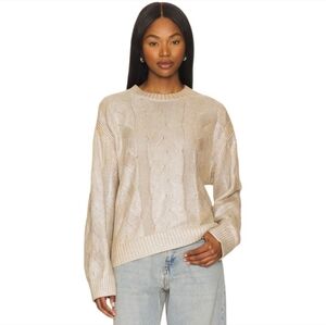 Revolve Pistola Everly Pullover Sweater in Gilded Castle Size Large NWT Metallic